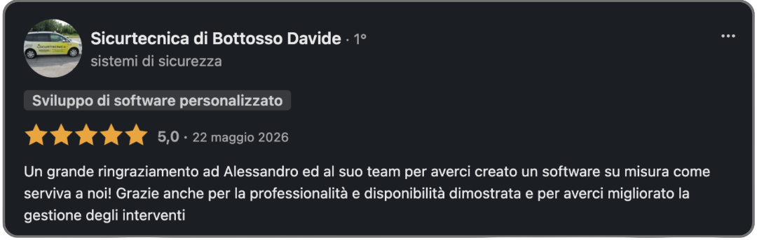 Recensione Sicurtecnica — testimonianza cliente Buffoli Software